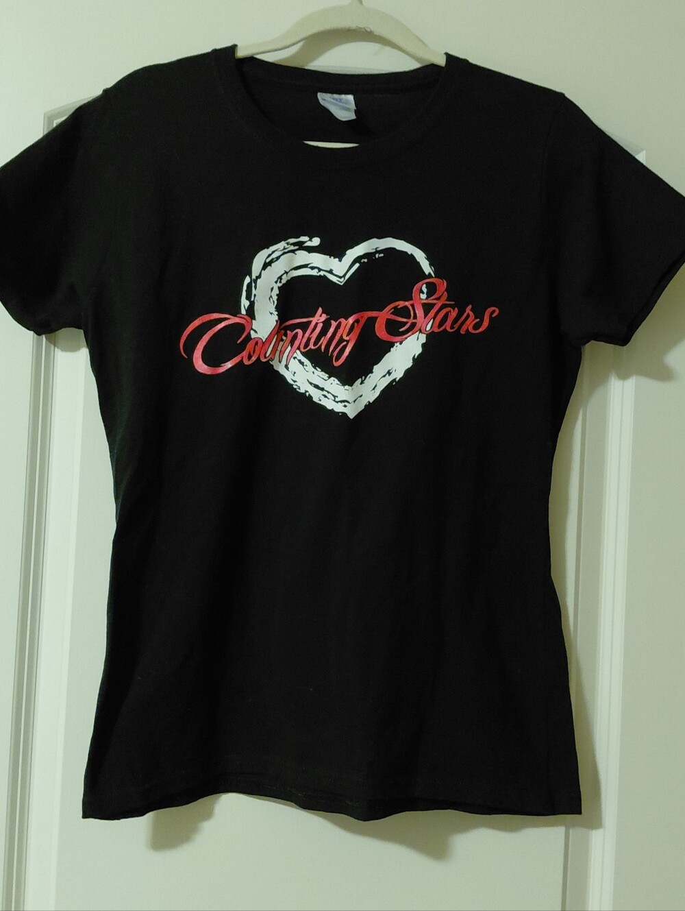 Black Pink White Counting Stars Tshirt Womens Size Medium.
